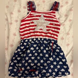 Girls Red & White Flag Romper